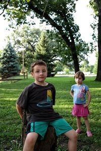 Siblings at park