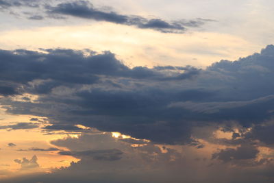 Low angle view of dramatic sky during sunset