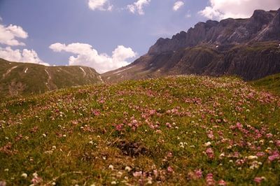 Scenic view of mountains against sky