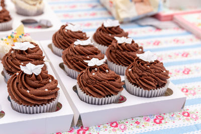 Close-up of cupcakes on table