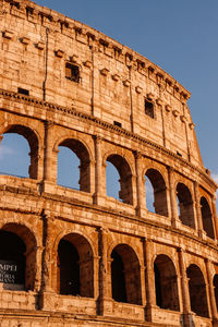 Low angle view of historical building against clear sky