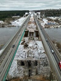 High angle view of traffic on road