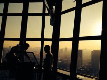 View of cityscape at sunset