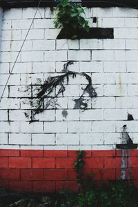 View of brick wall with building