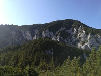 Low angle view of mountain against clear sky