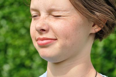 Close-up portrait of teenage boy