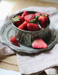 Close-up of strawberries in bowl