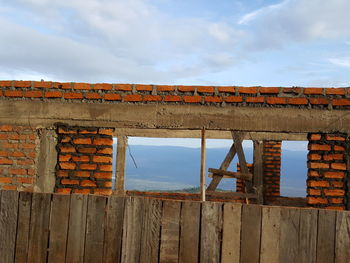 Low angle view of roof against sky