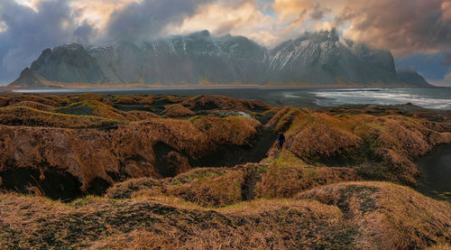 Wonderful picturesque scene near stokksnes cape in iceland.