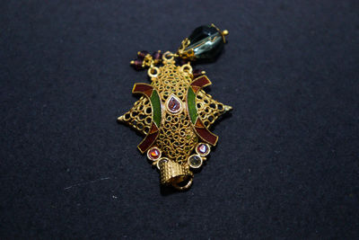 High angle view of painting on table