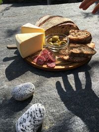 High angle view of food on table