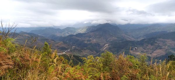 Scenic view of mountains against sky