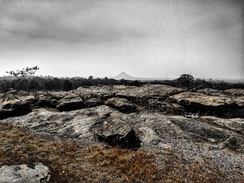 Scenic view of rocky mountains against sky