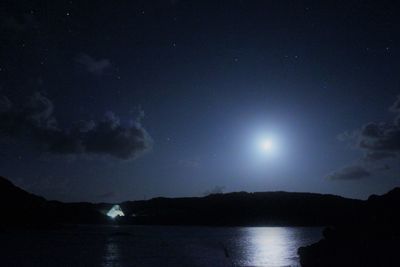 Scenic view of sea against sky at night