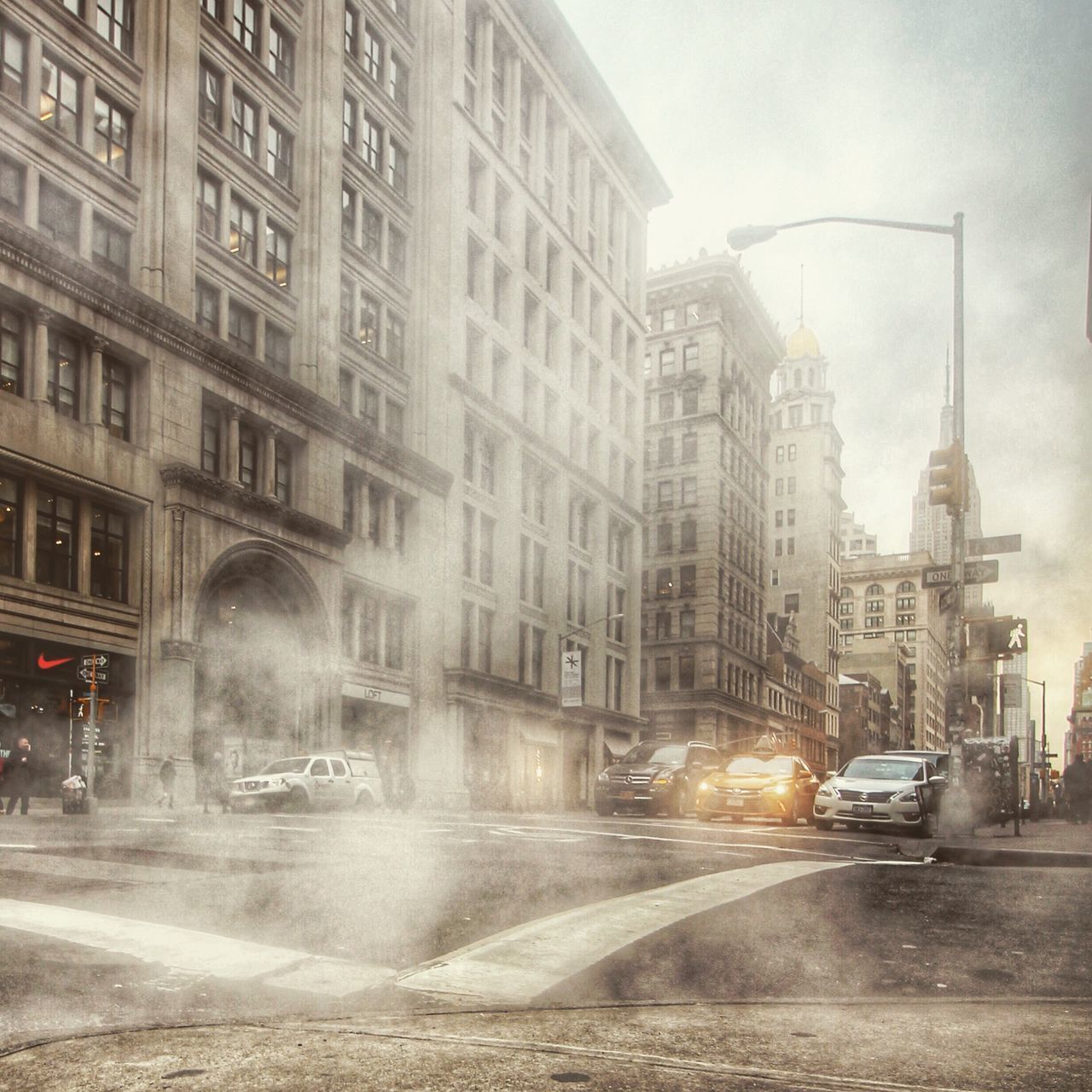 VIEW OF CITY STREET DURING RAINY SEASON