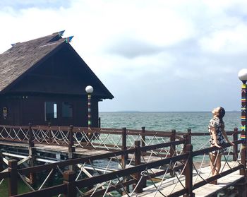 View of sea against cloudy sky