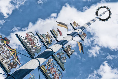 Low angle view of airplane flying against sky