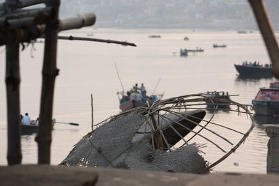 Abandoned parasol by ganges river