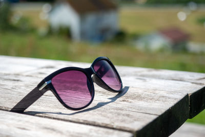 Close-up of sunglasses on table