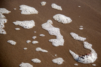 Close-up of heart shape on sand