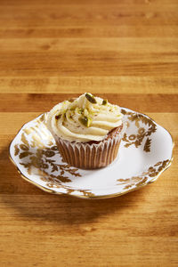 High angle view of cupcakes on table