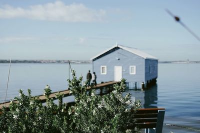 The blue boat house in perth.