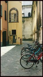 Cars parked in front of building