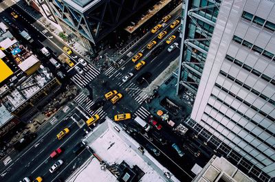 High angle view of street in city