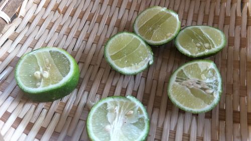 High angle view of fruits on table