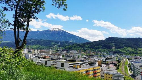 Panoramic view of townscape against sky