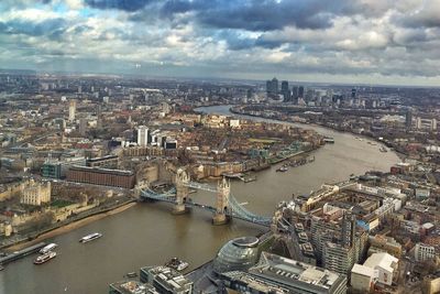 High angle view of bridge over river in city