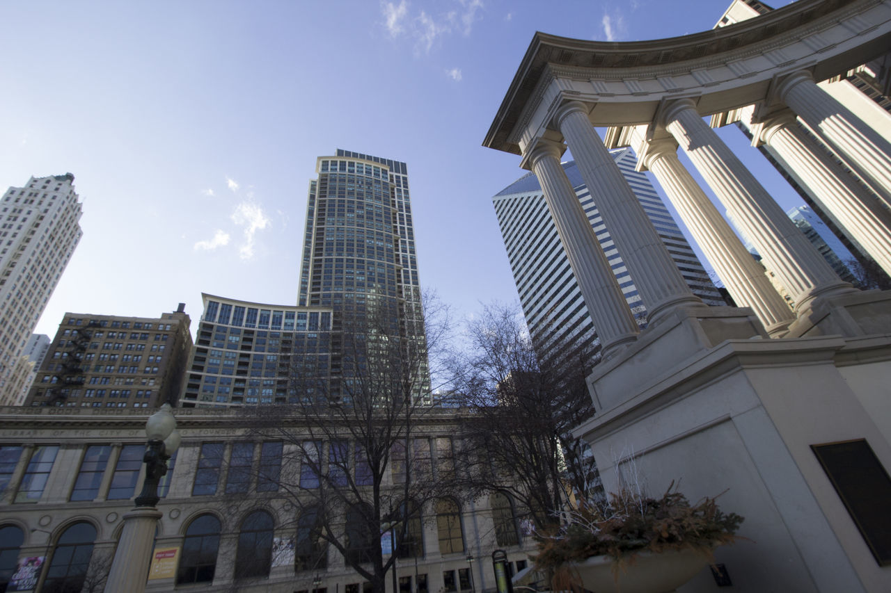 architecture, built structure, building exterior, low angle view, building, sky, city, no people, office building exterior, nature, tree, day, skyscraper, tall - high, modern, office, outdoors, window, plant, travel destinations, financial district