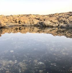 Scenic view of lake against sky