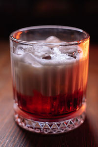 Close-up of drink in glass on table
