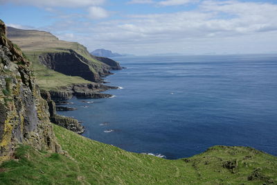 Scenic view of sea against cloudy sky