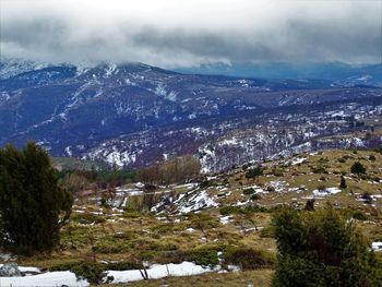 High angle view of snow covered landscape