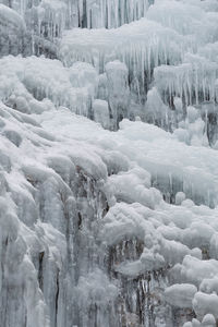 Ice formations at sutovsky waterfall in mala fatra national park.