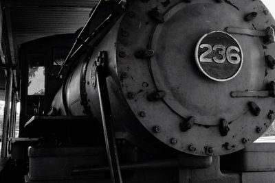 Close-up of train at subway station