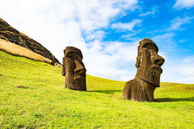 Moai in easter island.