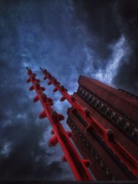 Close-up of red wall against sky