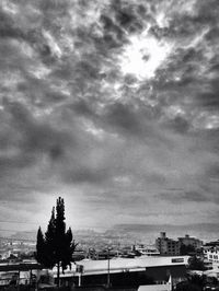 Scenic view of trees against cloudy sky