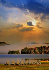 Scenic view of landscape against sky during sunset