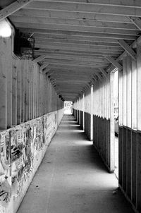 Narrow walkway along walls