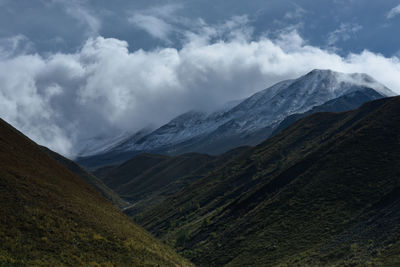 Scenic view of mountains against sky