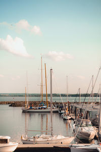 Boats moored in harbor