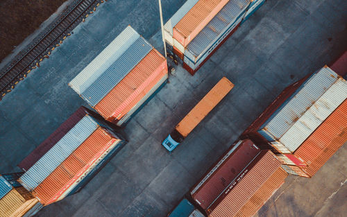 Aerial view of truck at dock