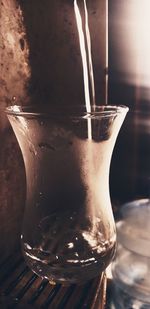 Close-up of drink in glass on table