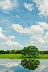 Scenic view of lake against sky