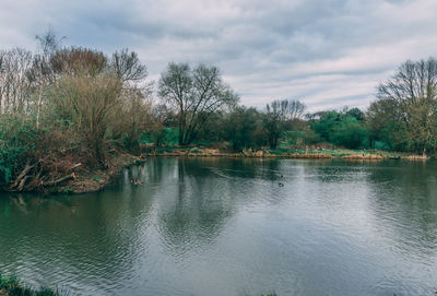 Scenic view of lake against sky