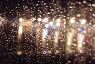 Full frame shot of raindrops on glass window